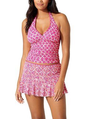 138$ Tommy Bahama Island Cays Shell Halter Tankini Top Women's Size S Pink